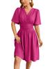 2024 Spring/Summer Women's V-Neck Waist-Cinching Flared Sleeve Dress