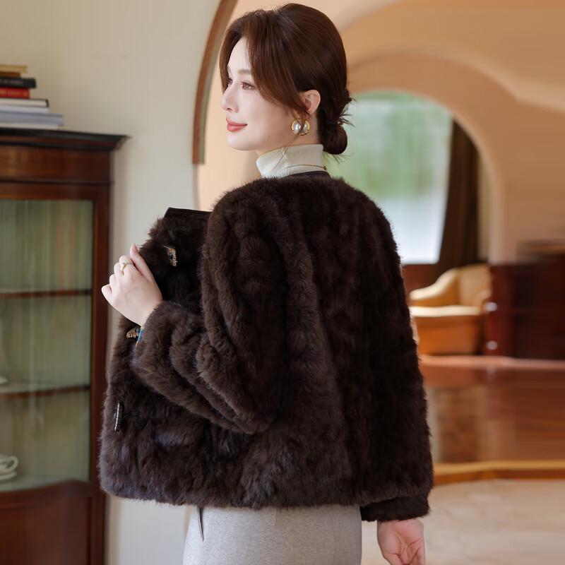 Mo'ou Women's Autumn/Winter Solid Color Loose Round Neck Jacket