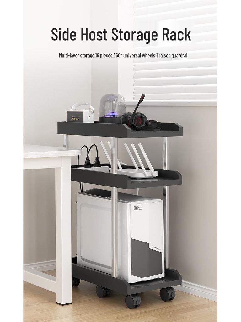 Multi-layer Mobile Storage Rack with Brakes for Office/Home