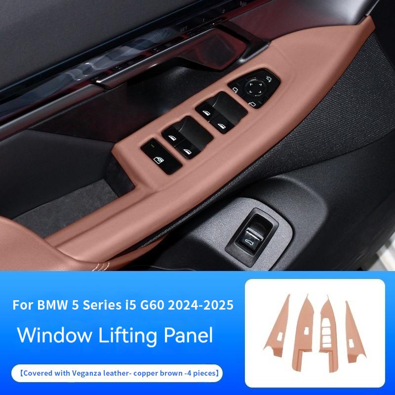 For BMW 5 seriese G60 2025-2025 Leather material Window lift panel glass button frame decorative stickers interior accessories