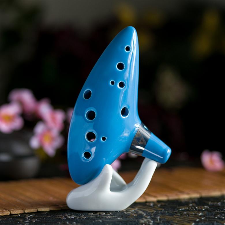 Alto 12 Hole Ocarina Ceramic ToneC Flute Sky Blue Instrument with  Music Book and Neck Strap Cord