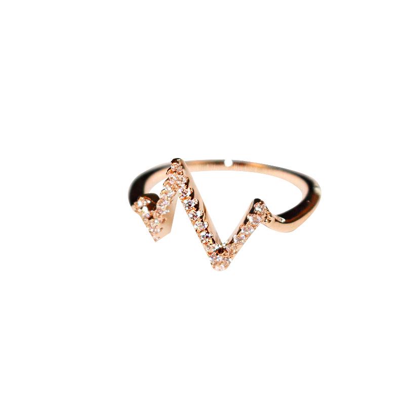 Super Fresh Wavy Micro Inlaid For Women Joint Finger Ring Jewelry Lady Dress Celebration Gathering Parent Child RingTrendy Finger Ring