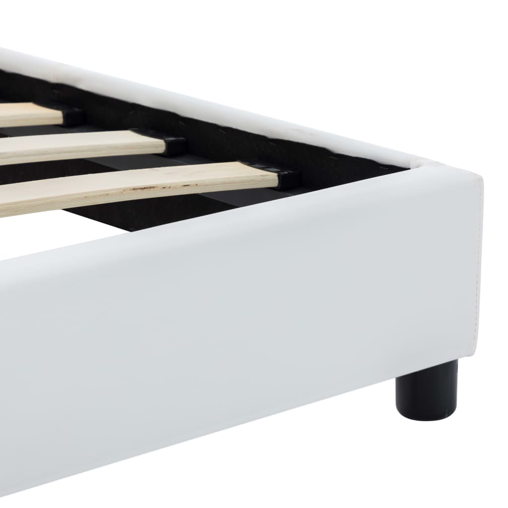 Bed Frame White Faux Leather 180 x 200 cm