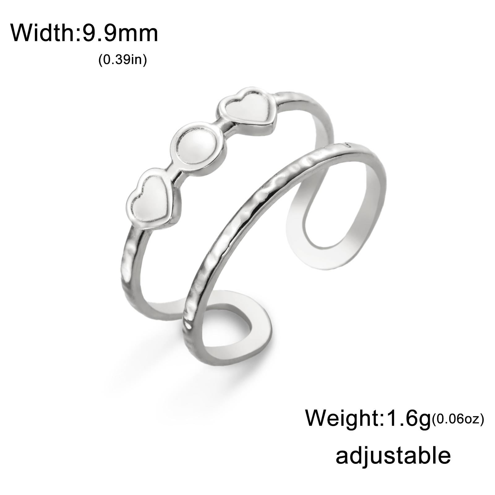 

Teamer Classic Mini Heart Double Layer Ring for Women Girls Stainless Steel Adjustable Open Ring Cute Minimalist Jewelry Gift