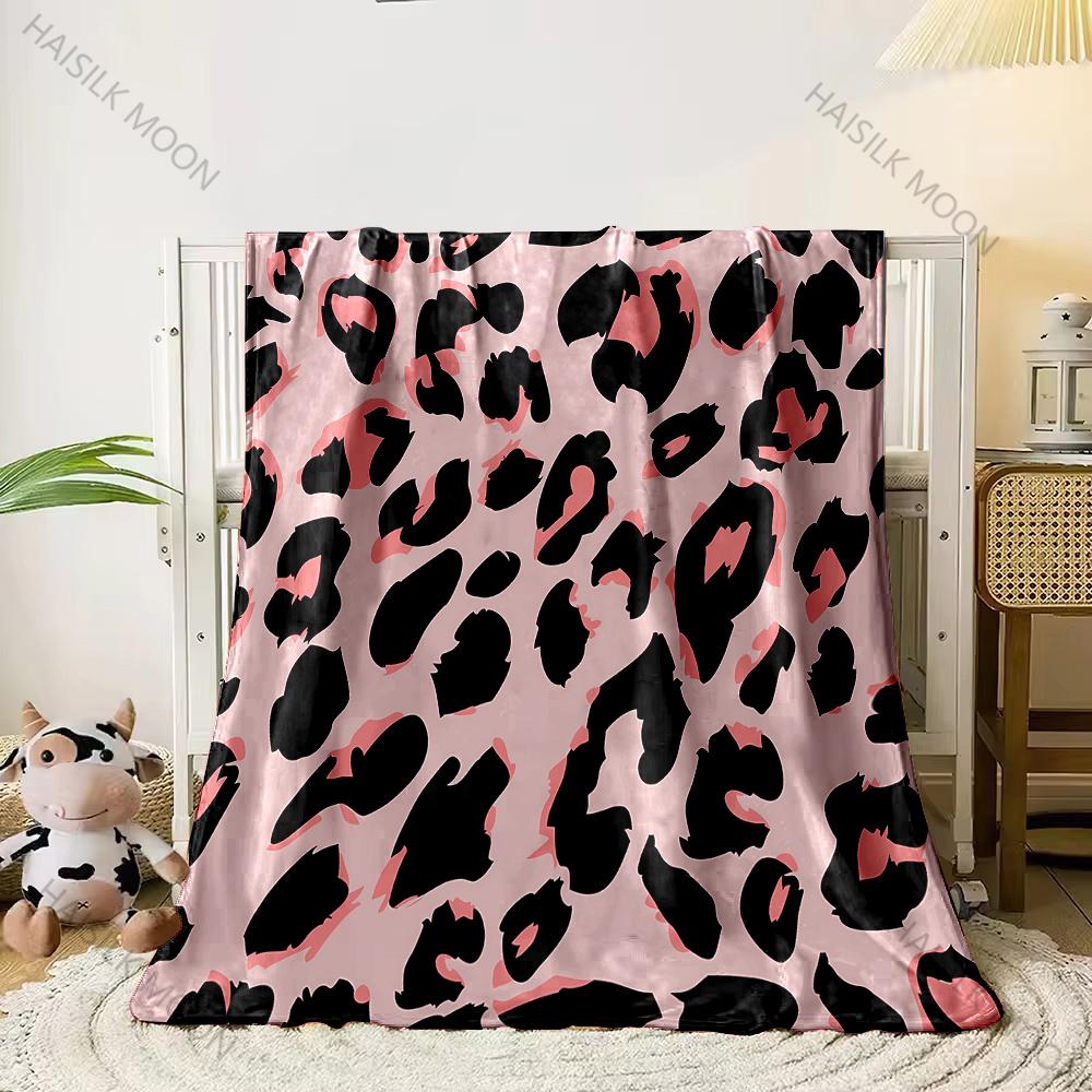 3D Colorful Leopard Theme Print Flannel Blanket Children's Air Conditioning Blanket Lunch Blanket for Daughter Girlfriend Gifts