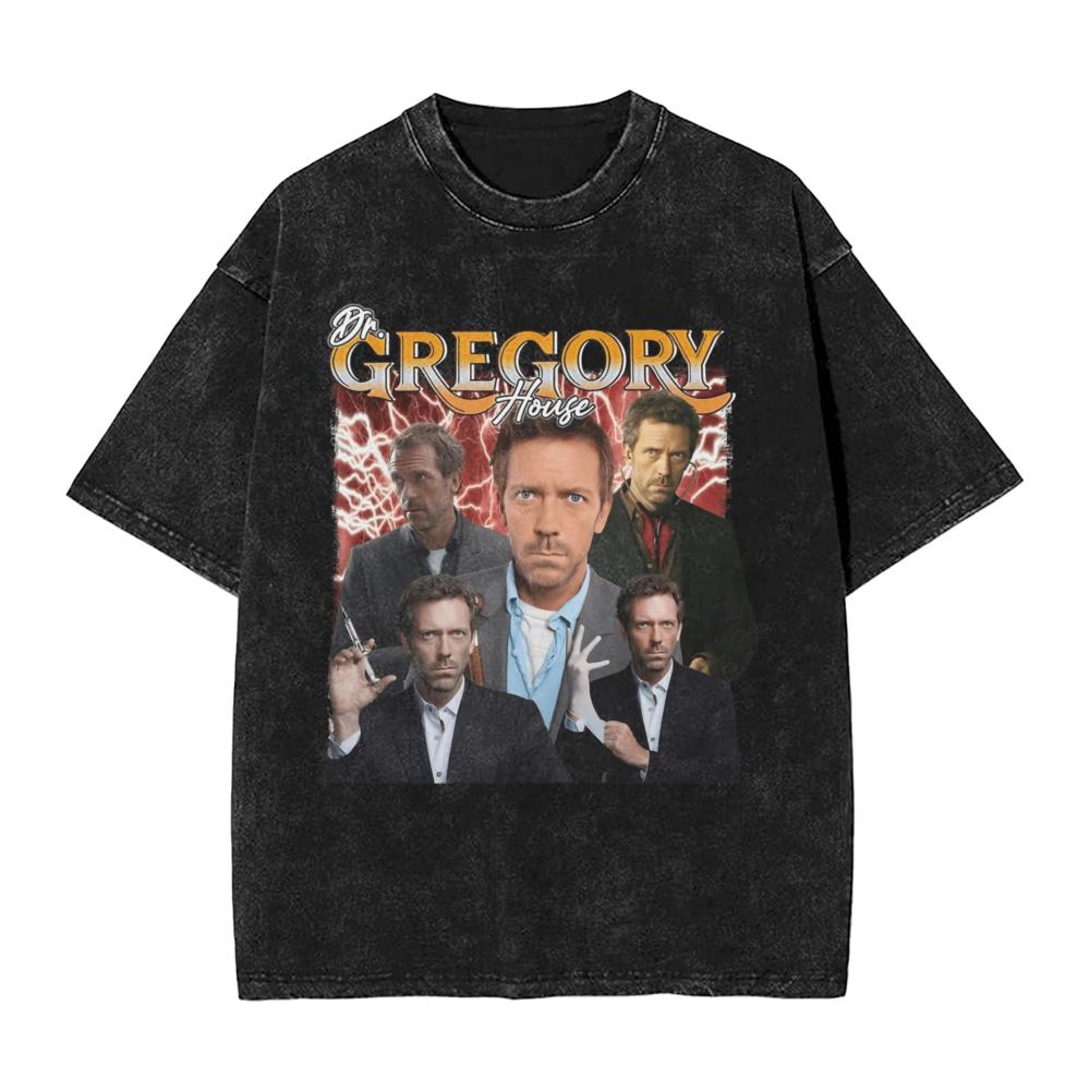 Mens Dr Gregory House MD Cat Meme Washed T Shirt Tees Summer Street Style ShortSleeve T Shirt O Neck Trending Casual Tee Shirt