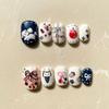 Hand-Painted Press-On Nails Short Square Cat Eye Design Cute Kawaii Style Wearable Nail Tips Women