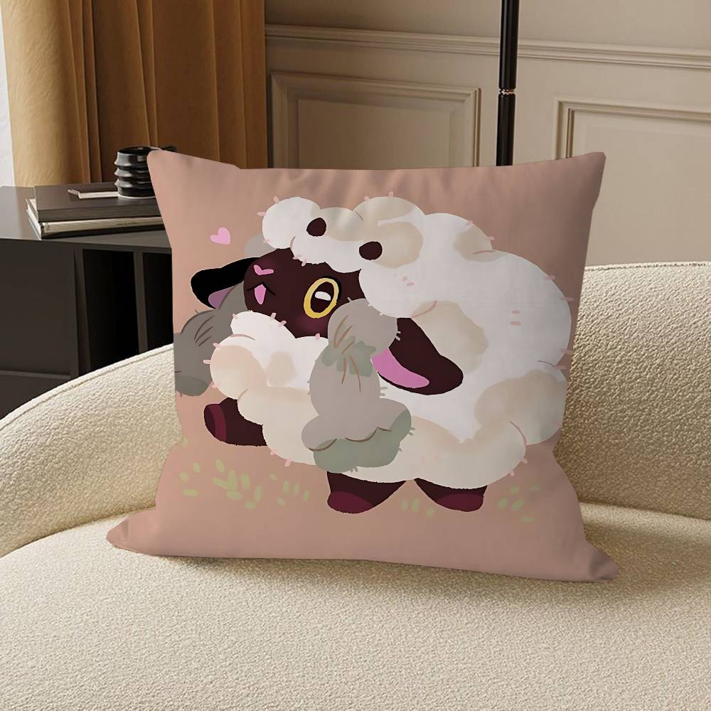 W-Wooloo Cute Sheep Pillow Covers Cartoon Sofa Decorative Home Double-sided Printing Short Plush Cute Cushion Cover