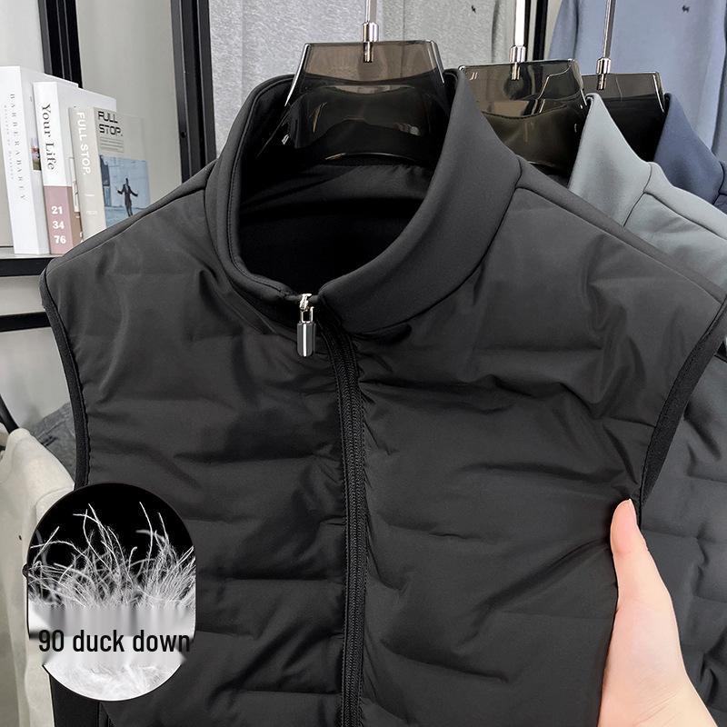 

Men s Thickened White Duck Down Vest - Warm Autumn/Winter Dad s Wear, Inside & Outside Use XL