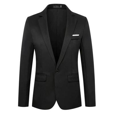 Moda Otoñal Traje de Hombre Ajustado Manga Larga Color Sólido Solapa Abrigo Anti-arrugas Casual Traje de Negocios Versátil Traje Masculino