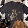 Rock Cat Playing Guitar Cotton Shirt Funny Guitar Cat Tee Harajuku Graphic T Shirts Vintage T