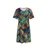Oversized Print 3D Loose O Neck Women's Dress Stylish Casual Comfortable Fashion Midi A- Line Dresses