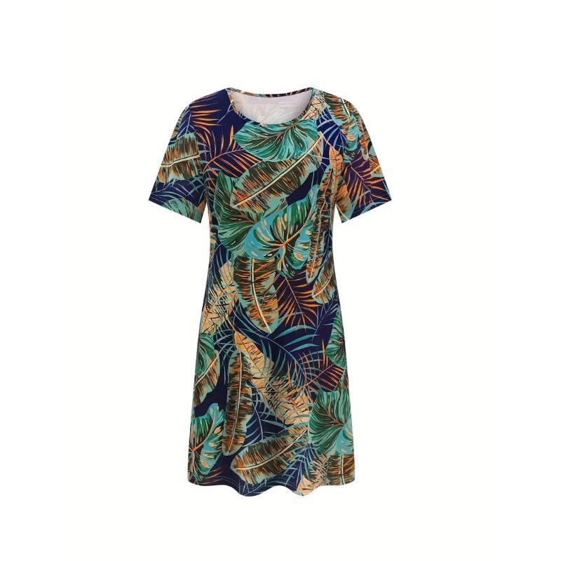Oversized Print 3D Loose O Neck Women's Dress Stylish Casual Comfortable Fashion Midi A- Line Dresses