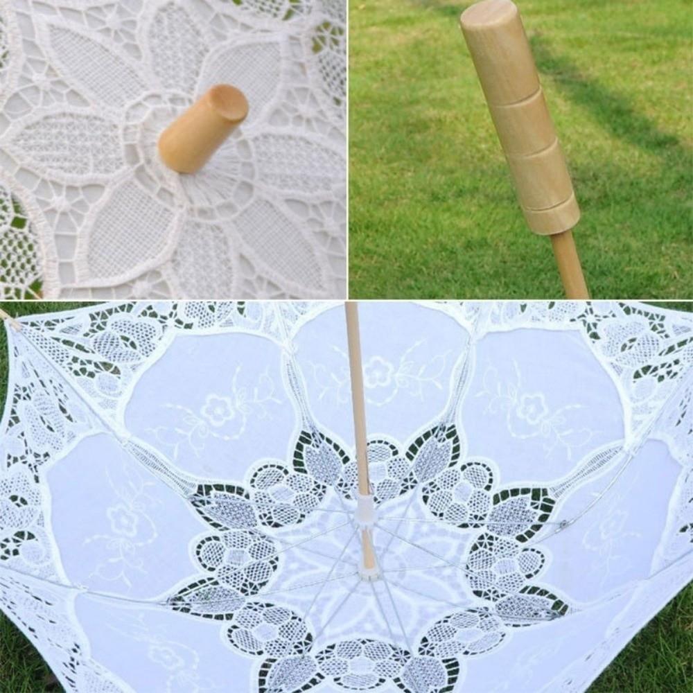 Embroidery Flower Girl Umbrella Cotton Lace Kids Sun Umbrella  Wedding Decoration