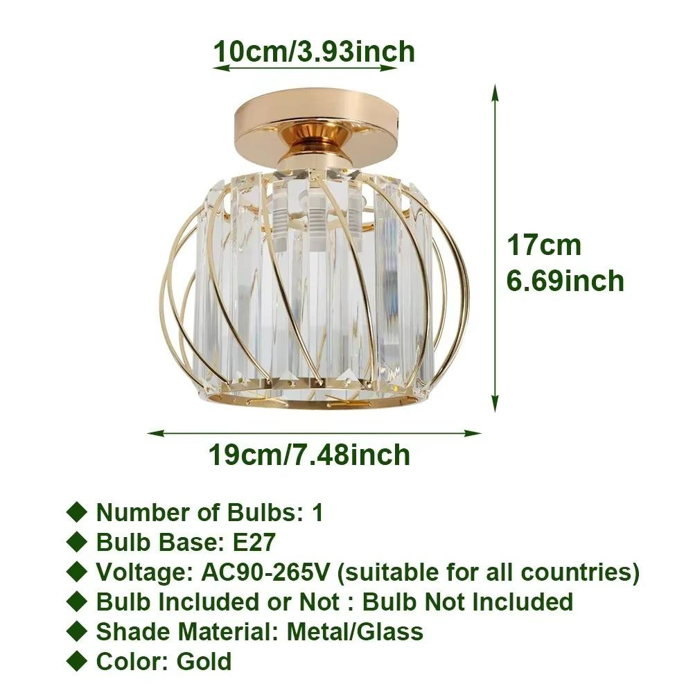 Modern Mini Ceiling Light European Style E27 Iron Semi Flush Mount for Home Gold Luxury Crystal Ceiling Lamp