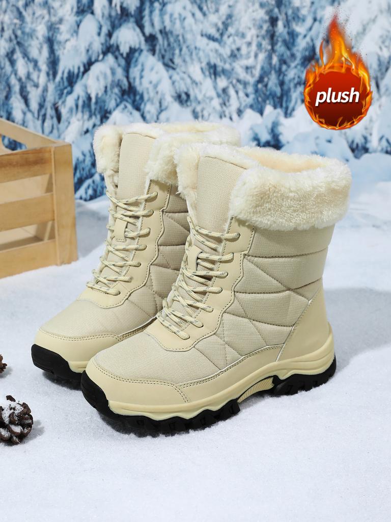 Winter-übergroße, vielseitige High-Top-Baumwollschuhe, dicke Sohle, wasserdichte Schneestiefel, Damen-Plüsch- und warme, verdickte Damenschuhe