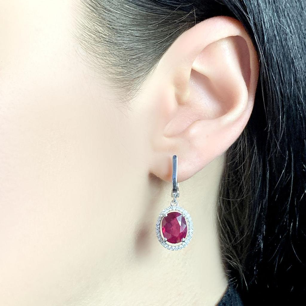 Серебряные серьги с натуральным рубином 7.45ct (2041115)