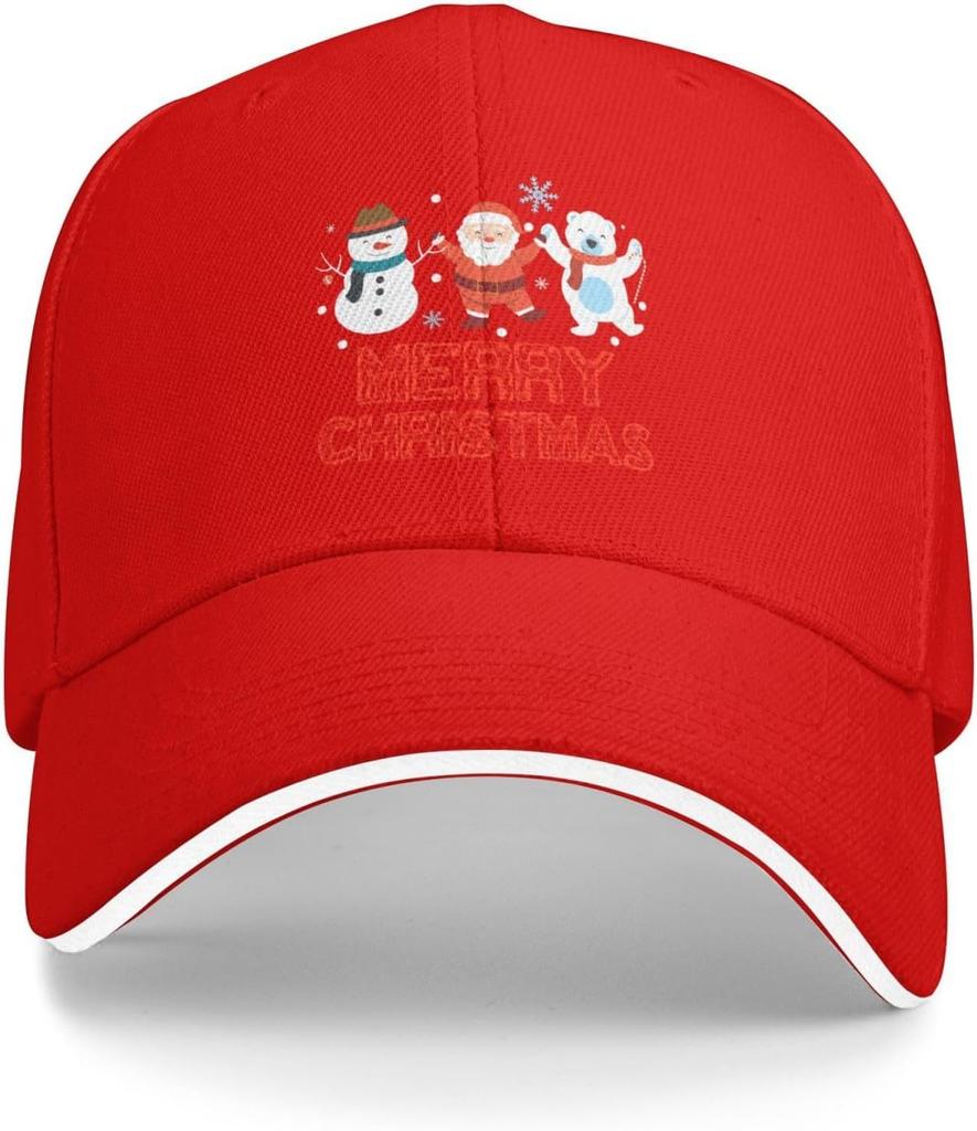 Merry Christmas Santa Snowman Polar Bear Baseball Cap Polyester Adjustable Outdoor Casual Baseball Hat