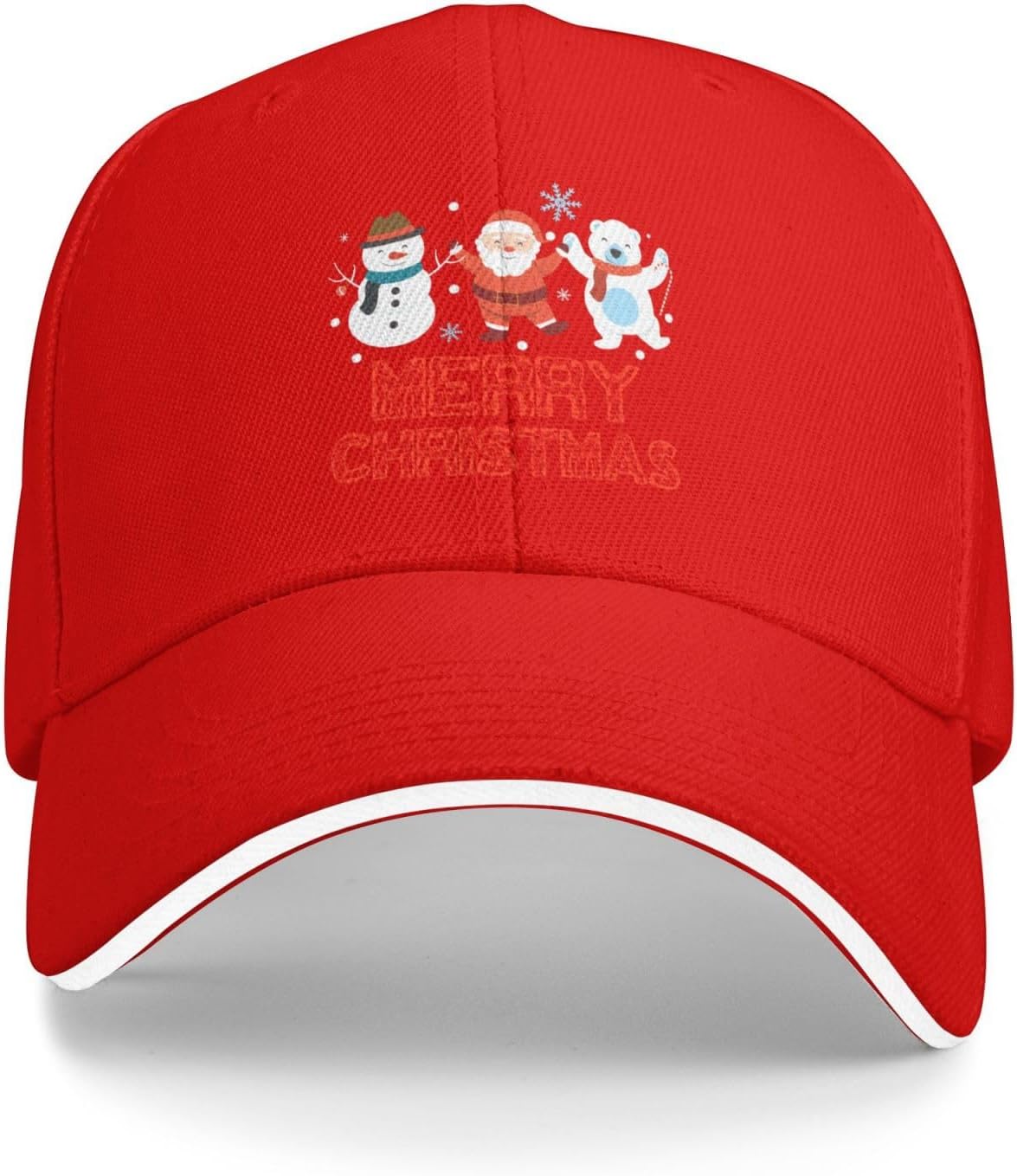 Merry Christmas Santa Snowman Polar Bear Baseball Cap Polyester Adjustable Outdoor Casual Baseball Hat One Size