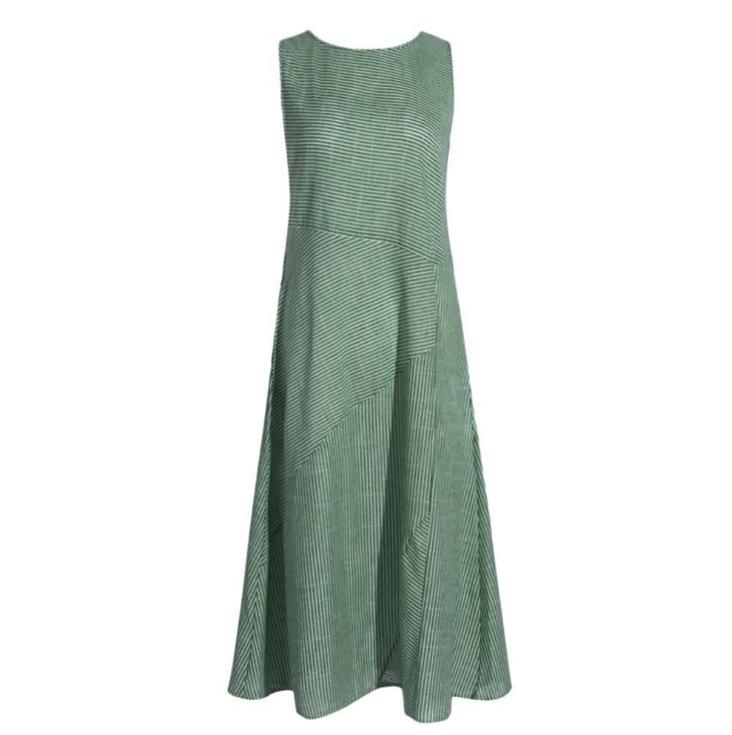 

European-American Striped Sleeveless Plus Size Slim Fit Dress Extra Large