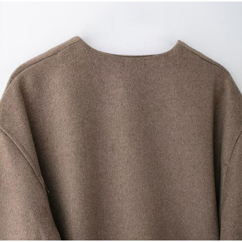 Spring Autumn Fashion V Neck Full Sleeves Women Coat Elegant Solid Color Casual Loose Jacket Woman Commuter Outerwear