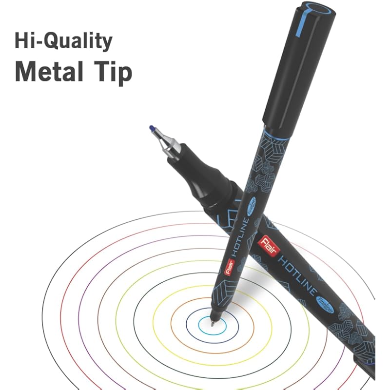 Flair Fineliner Hotline Hi Quality Metal Tip, Pack of 10 Pens