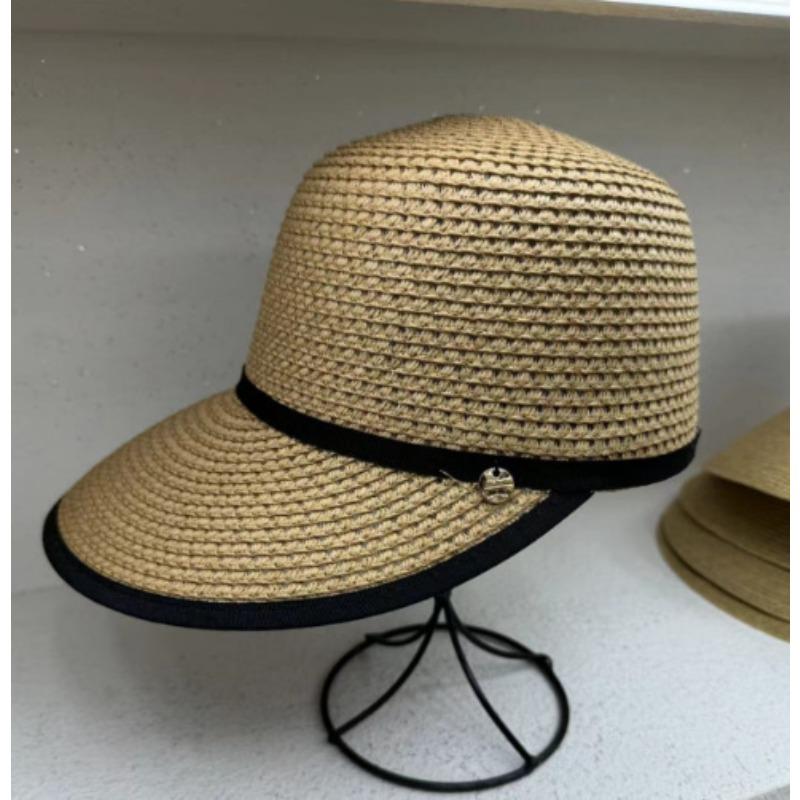Straw Hat Women's Summer Beach Hat Sun Protection UV Protection Sun Hat Large Brim Straw Visor