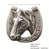Pierścionek z podkową i znakiem zodiaku w stylu arabeski: Retro Design Głowy Konia dla Mężczyzn i Kobiet