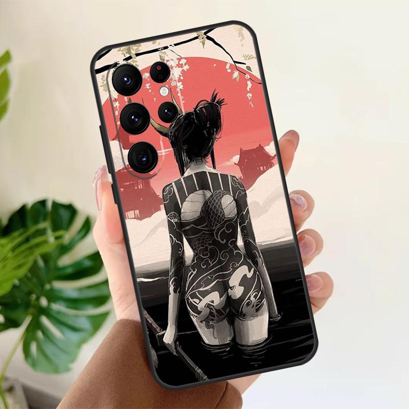 Samurai Warrior Geisha Soft Case For Samsung Galaxy S25 S24 S23 S22 S21 Ultra S9 S10 Plus S23 FE S24 FE Phone Cover