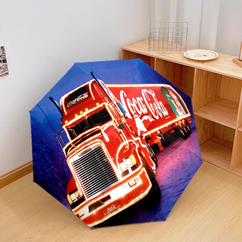 1PC Coca-cola American Flag Automatic Umbrella - Suitable Travel Outdoor Portable Umbrella Birthday Gift Daily Essentials