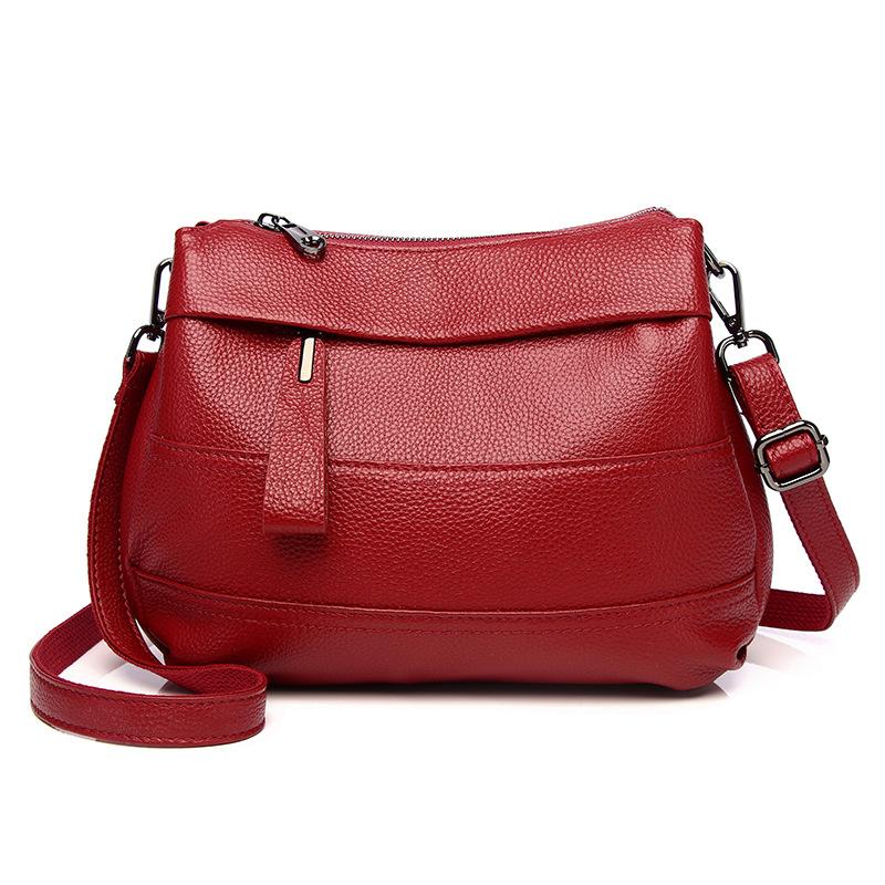 Feiya Women'S Bag First-Layer Cowhide Fashion Leather Multi-Layer Messenger Bag Women'S Versatile Soft Leather Shoulder Bag