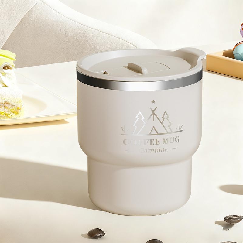 400ML Coffee Cup 304 Stainless Steel Double Layer Insulated Water Cup Office Milk Coffee Mug Outside Portable Sealed Tumbler