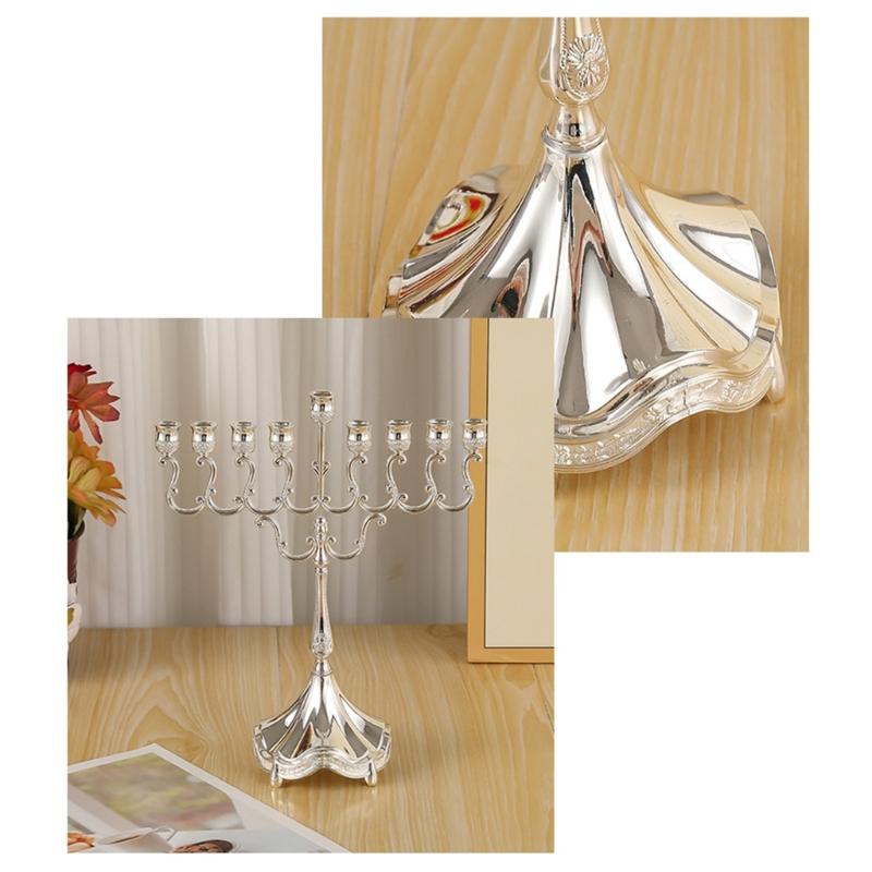 9 Branch Hanukkah Menorah Candle Holders for Shabbat,Tabernacle, Menorahs Chanukah Party Supplies Housewarming Present