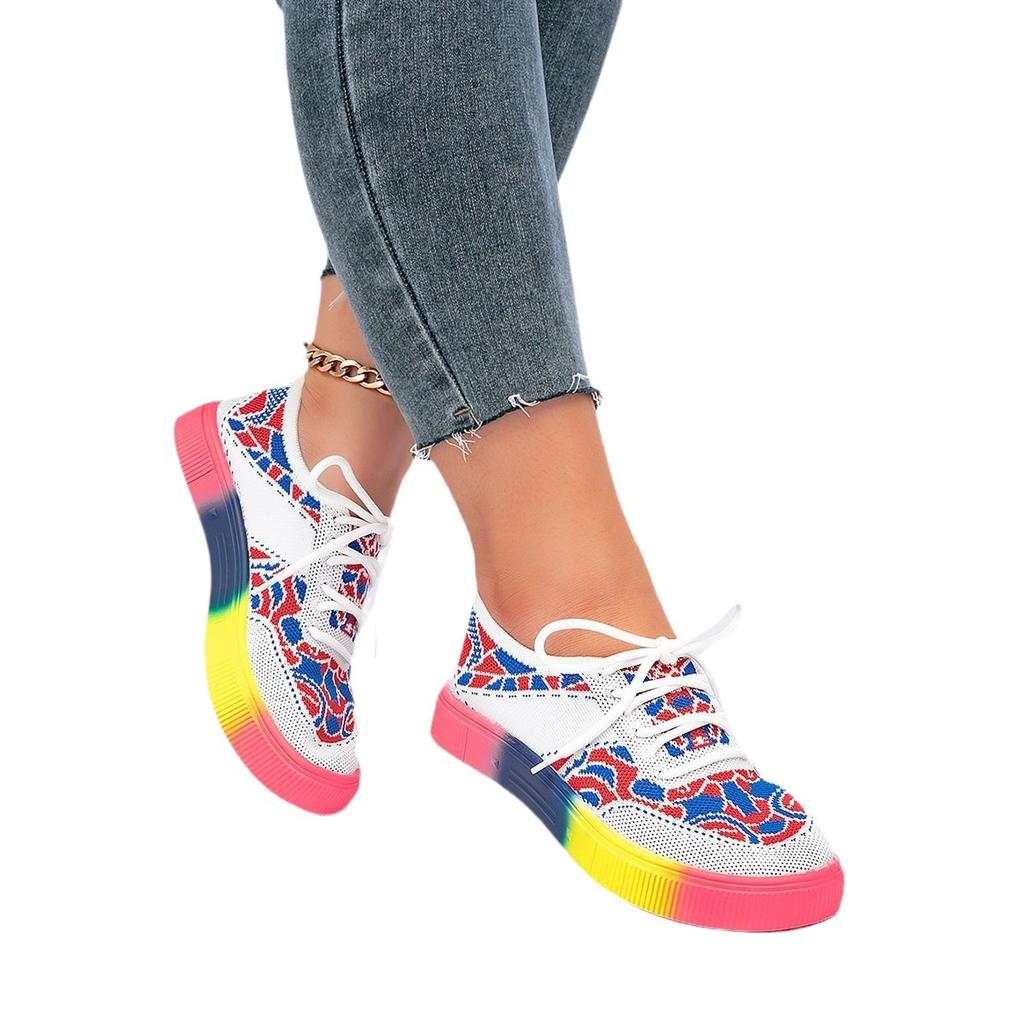 Grote Maten Schoenen voor Dames 36-43 Zomer Lente Mode 2026 Mesh Ademend Veterschoenen Platform Platte Schoenen Sneakers Casual Damesschoenen