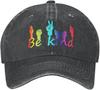 Be Kind Neon Rainbow Watercolor Hat for Women Unisex Baseball Cap Adjustable Distressed Vintage Trucker Unisex Dad Hat