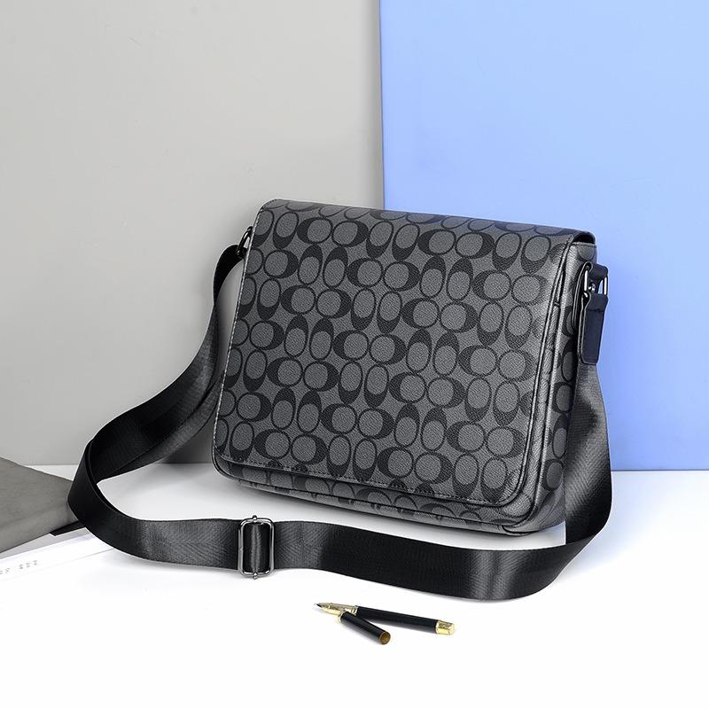Huongaiye New Men's Shoulder Bag Business Casual Messenger Bag Plaid Men's Bag Slash Shoulder Bag