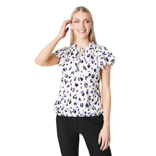 Principles Damen-/Damen-Oberteil mit Blasensaum und Flötenmuster und Animal-Print