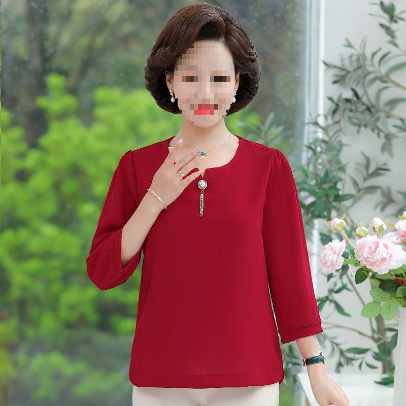 Stylish Spring Two-Piece Set for Middle-Aged Women - Loose Short-Sleeved Top & Bottom