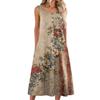 Sleeveless Butterfly Print A-Line 4th of july dress Independence day dress Button Front Casual Summer Midi Dress for Women
