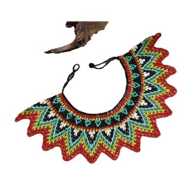 Indian Style Ethnic Style Bead Chunky Necklace Bohemian Handmade Woven Choker Necklace Vintage Classic Mesh Bib Collar Festival