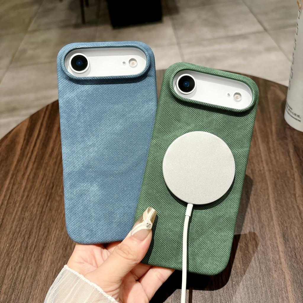 Denim Magnetic Phone Case for For Iphone 17 Air 16 1 Plus 14 13 Pro Max  Wireless Charge Shockproof Simple Protective Cover