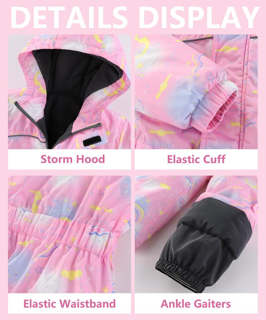 M2C Ski Snowboard and Perfect for Snow Nebula Color 110 Kids' Snowwear, Wear, One-Piece Jacket, Water-Repellent, Windproof, Cold-Proof, Girls' Play,