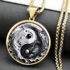 Collana Pendente Uomo Tai Chi Yin Yang Carpa Ferro Moda Elementi di Moda
