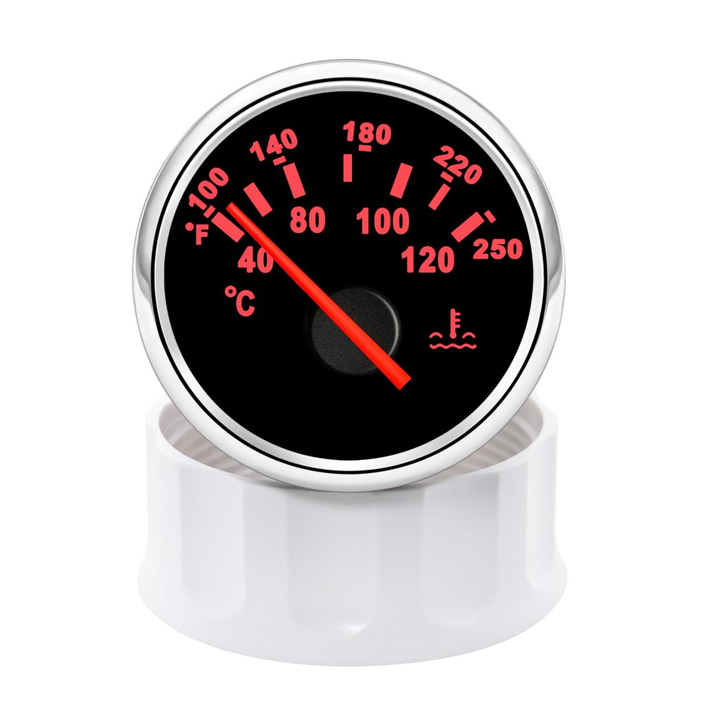 ZMFJH 2"52MM Water Temperature Gauge 40-120℃,100-250℉ Pointer Water Temp Meter Red Light for Universal Car Boat Yacht 12V24VDC