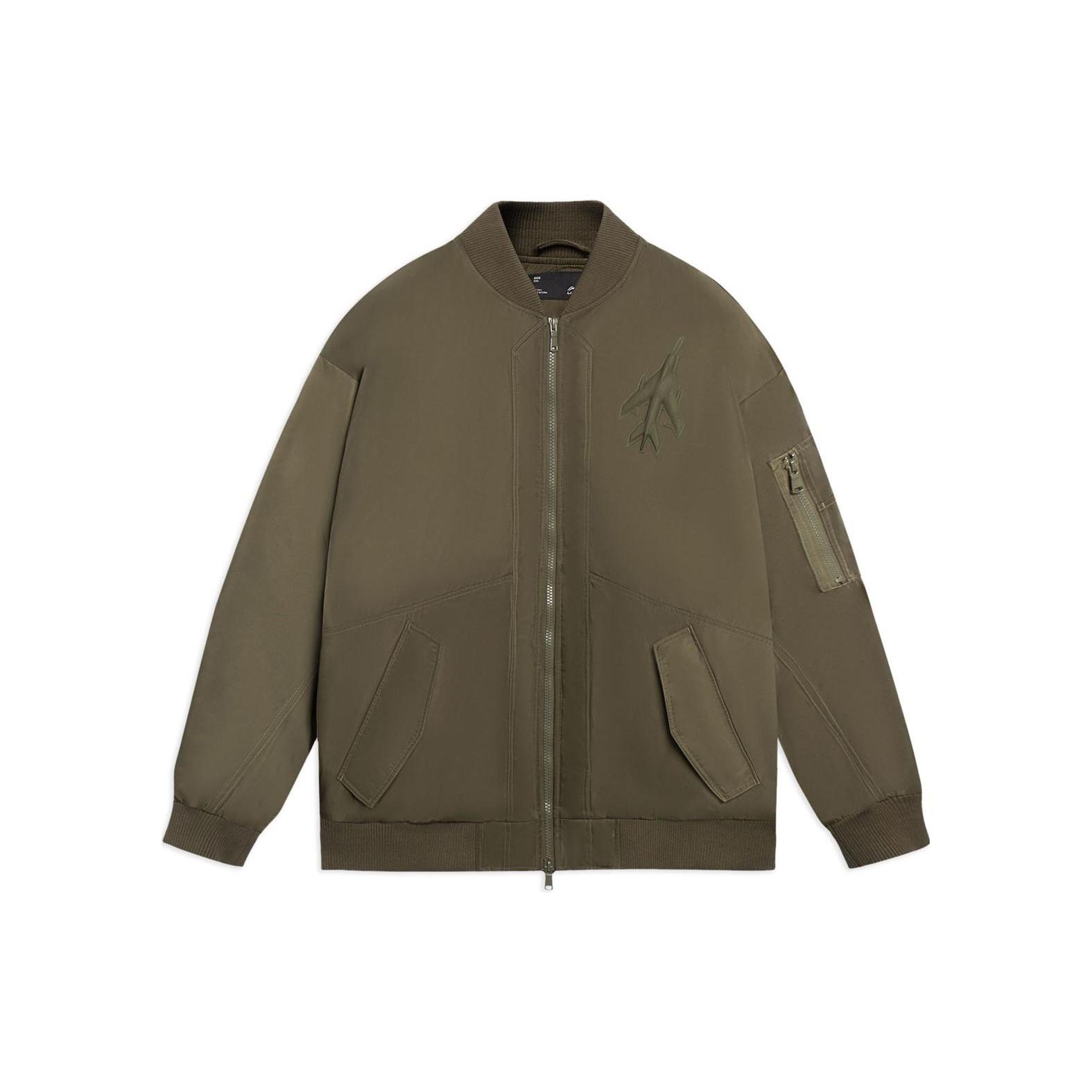 Li-Ning CF Logo Bomber Jacket Olive Green Men s AYMS407-1 XL