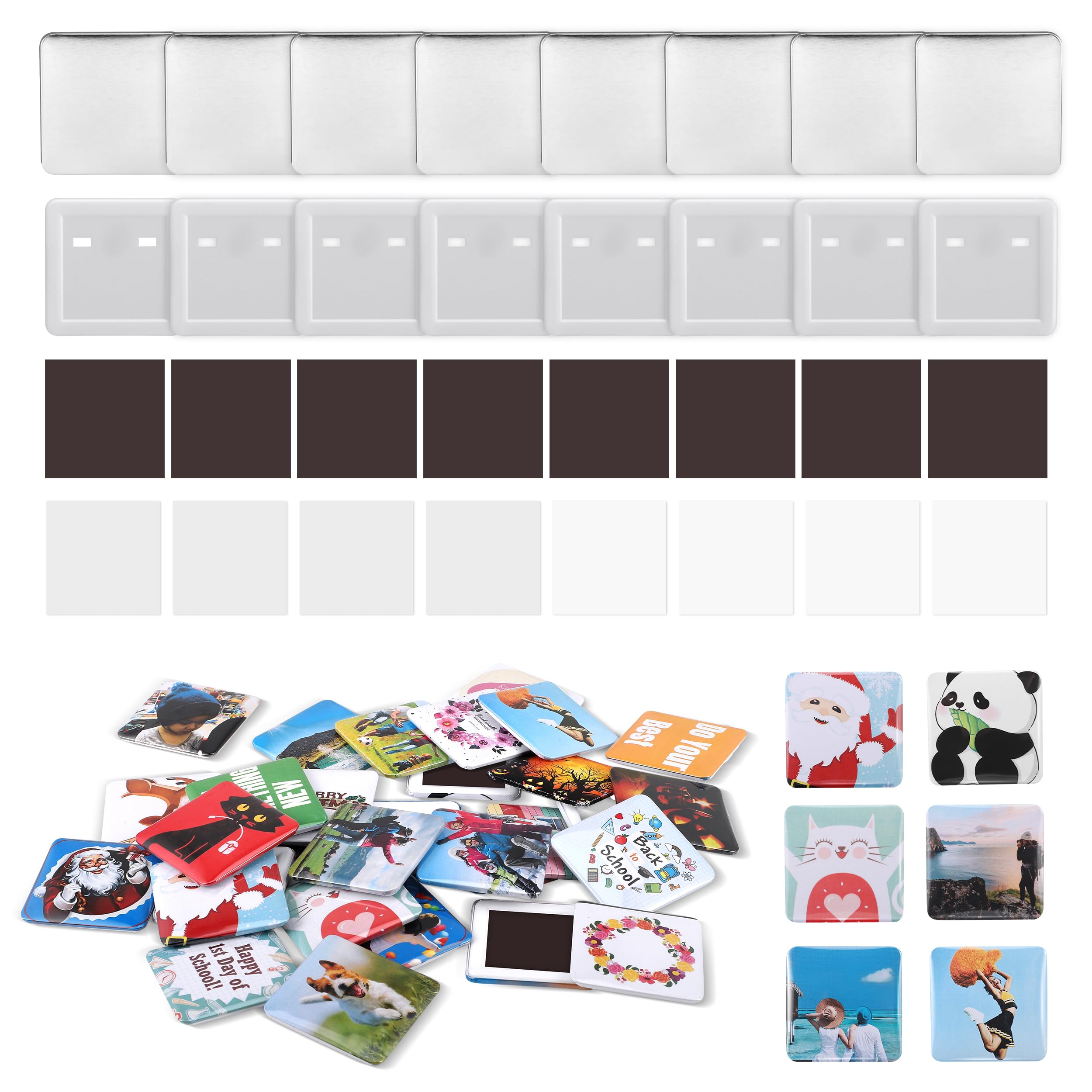 

Магнитный квадратный материал для значков 100 штук Значок 100 наборов Материал для машинки для значков 5050см белый