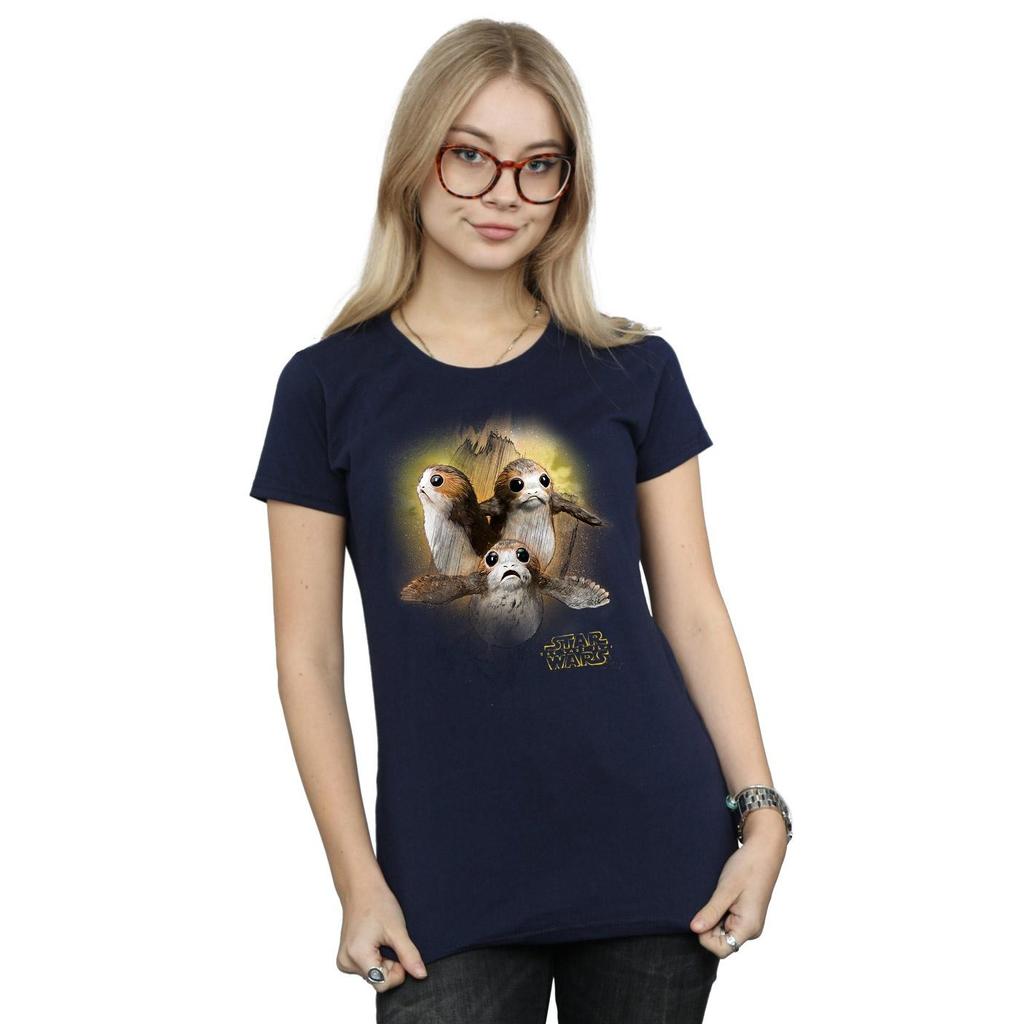 STAR WARS Womens/Ladies The Last Jedi Porgs Brushed Cotton T-Shirt