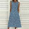 Plus Size Women Sleeveless Crew Neck Dress Beautiful Flower Printed Loose Long Dress For Summer Street Wear