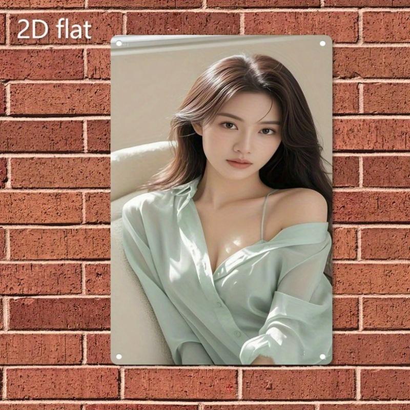 

Metal Wall Art Elegant Female Portrait Sign Home Bar Decor Christmas Gift 20x30cm（7.8x11.8inch）