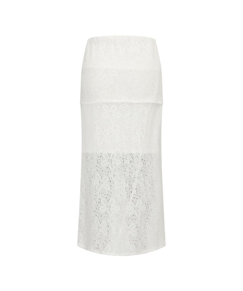 Monday Flow Lace Slit Skirt_White